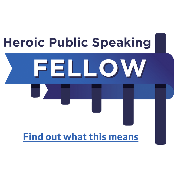 We discuss the importance of celebrating learning accomplishments with your community, and Pam's newest certification of Fellowship with Heroic Public Speaking